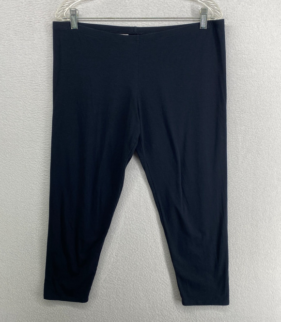 Eileen Fisher Pants - EILEEN FISHER Leggings L Organic Cotton Stretch Jersey Cropped Pull On Black USA